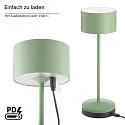 SIGOR LED-Akku-Tischleuchte VELUNA, mit Kontakt-Ladestation + USB-C, IP44, 1W 2200K/2700K (FlexMood), dimmbar, salbeigrün