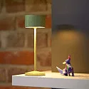 SIGOR LED-Akku-Tischleuchte VELUNA, mit Kontakt-Ladestation + USB-C, IP44, 1W 2200K/2700K (FlexMood), dimmbar, salbeigrün