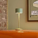 SIGOR LED-Akku-Tischleuchte VELUNA, mit Kontakt-Ladestation + USB-C, IP44, 1W 2200K/2700K (FlexMood), dimmbar, salbeigrün