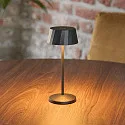 SIGOR LED-Akku-Tischleuchte FACETTA, mit Kontakt-Ladestation + USB-C, IP44, 1.3W 2200K/2700K (FlexMood), dimmbar, nachtschwarz