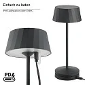SIGOR LED-Akku-Tischleuchte FACETTA, mit Kontakt-Ladestation + USB-C, IP44, 1.3W 2200K/2700K (FlexMood), dimmbar, nachtschwarz