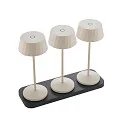 battery table lamp FACETTA down, CCT Switch, set of 3, with touch dimmer IP44, dune beige dimmable