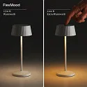 SIGOR LED-Akku Tischleuchte FACETTA, 3er Set + Kontakt-Ladestation + USB-C, IP44, 1.3W 2200K/2700K (FlexMood), dimmbar, dünenbeige