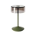 LED Akku-Glasleuchte NUMOTION, IP54, 2.2W 2200/2700K (Flex-Mood) 140/160lm, mit Touch-Dimmer, tannengrün / Rauch