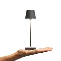 SIGOR LED-Akku-Tischleuchte NUINDIE POCKET USB-C, IP54, 21cm, 1.4W 2200K/2700K (FlexMood), mit Touch-Dimmer + USB-C, graphitgrau