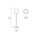 SIGOR LED-Akku-Tischleuchte NUINDIE POCKET USB-C, IP54, 21cm, 1.4W 2200K/2700K (FlexMood), mit Touch-Dimmer + USB-C, graphitgrau