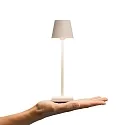 SIGOR LED-Akku-Tischleuchte NUINDIE POCKET USB-C, IP54, 21cm, 1.4W 2200K/2700K (FlexMood), mit Touch-Dimmer + USB-C, dünenbeige