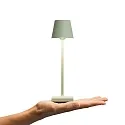 SIGOR LED-Akku-Tischleuchte NUINDIE POCKET USB-C, IP54, 21cm, 1.4W 2200K/2700K (FlexMood), mit Touch-Dimmer + USB-C, salbeigrün