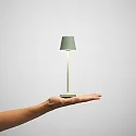 SIGOR LED-Akku-Tischleuchte NUINDIE POCKET USB-C, IP54, 21cm, 1.4W 2200K/2700K (FlexMood), mit Touch-Dimmer + USB-C, salbeigrün