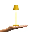 SIGOR LED-Akku-Tischleuchte NUINDIE POCKET USB-C, IP54, 21cm, 1.4W 2200K/2700K (FlexMood), mit Touch-Dimmer + USB-C, sonnengelb