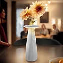 LED Akku-Tischleuchte NUFLAIR, IP54, 2.2W 2200/2700K (Flex-Mood), mit Vasen-Einsatz + Touch-Dimmer + Easy-Connect, schneeweiß