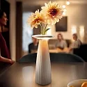 SIGOR LED Akku-Tischleuchte NUFLAIR, IP54, 2.2W 2200/2700K (Flex-Mood), mit Vasen-Einsatz + Touch-Dimmer + Easy-Connect, dünenbeige