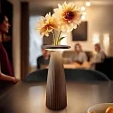 SIGOR LED Akku-Tischleuchte NUFLAIR, IP54, 2.2W 2200/2700K (Flex-Mood), mit Vasen-Einsatz + Touch-Dimmer + Easy-Connect, rostbraun