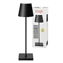 SIGOR LED-Akku-Tischleuchte NUINDIE USB-C, IP54, rund, 38cm, 2.2W 2200K/2700K (FlexMood), mit Touch-Dimmer + USB-C, nachtschwarz
