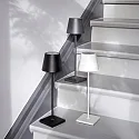 SIGOR LED-Akku-Tischleuchte NUINDIE USB-C, IP54, rund, 38cm, 2.2W 2200K/2700K (FlexMood), mit Touch-Dimmer + USB-C, nachtschwarz