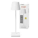 SIGOR LED-Akku-Tischleuchte NUINDIE USB-C, IP54, rund, 38cm, 2.2W 2200K/2700K (FlexMood), mit Touch-Dimmer + USB-C, schneeweiß