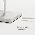 SIGOR LED-Akku-Tischleuchte NUINDIE USB-C, IP54, rund, 38cm, 2.2W 2200K/2700K (FlexMood), mit Touch-Dimmer + USB-C, schneeweiß