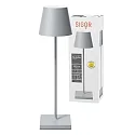 SIGOR LED-Akku-Tischleuchte NUINDIE USB-C, IP54, rund, 38cm, 2.2W 2200K/2700K (FlexMood), mit Touch-Dimmer + USB-C, nebelgrau