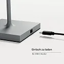 SIGOR LED-Akku-Tischleuchte NUINDIE USB-C, IP54, rund, 38cm, 2.2W 2200K/2700K (FlexMood), mit Touch-Dimmer + USB-C, nebelgrau
