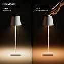 SIGOR LED-Akku-Tischleuchte NUINDIE USB-C, IP54, rund, 38cm, 2.2W 2200K/2700K (FlexMood), mit Touch-Dimmer + USB-C, nebelgrau