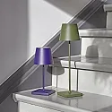 SIGOR LED-Akku-Tischleuchte NUINDIE USB-C, IP54, rund, 38cm, 2.2W 2200K/2700K (FlexMood), mit Touch-Dimmer + USB-C, tannengrün