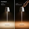 SIGOR LED-Akku-Tischleuchte NUINDIE USB-C, IP54, rund, 38cm, 2.2W 2200K/2700K (FlexMood), mit Touch-Dimmer + USB-C, tannengrün