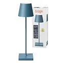 SIGOR LED-Akku-Tischleuchte NUINDIE USB-C, IP54, rund, 38cm, 2.2W 2200K/2700K (FlexMood), mit Touch-Dimmer + USB-C, delfinblau