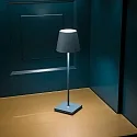 SIGOR LED-Akku-Tischleuchte NUINDIE USB-C, IP54, rund, 38cm, 2.2W 2200K/2700K (FlexMood), mit Touch-Dimmer + USB-C, delfinblau