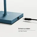 SIGOR LED-Akku-Tischleuchte NUINDIE USB-C, IP54, rund, 38cm, 2.2W 2200K/2700K (FlexMood), mit Touch-Dimmer + USB-C, delfinblau