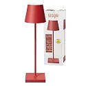 SIGOR LED-Akku-Tischleuchte NUINDIE USB-C, IP54, rund, 38cm, 2.2W 2200K/2700K (FlexMood), mit Touch-Dimmer + USB-C, feuerrot