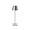 LED Akku-Tischleuchte NUINDIE USB-C, IP54, 2.2W 2200K/2700K (Flex-Mood) 168/197lm, rund, dimmbar, silber-eloxiert