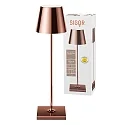 SIGOR LED-Akku-Tischleuchte NUINDIE USB-C, IP54, rund, 38cm, 2.2W 2200K/2700K (FlexMood), mit Touch-Dimmer + USB-C, kupferfarben