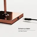 SIGOR LED-Akku-Tischleuchte NUINDIE USB-C, IP54, rund, 38cm, 2.2W 2200K/2700K (FlexMood), mit Touch-Dimmer + USB-C, kupferfarben