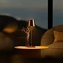 SIGOR LED-Akku-Tischleuchte NUINDIE USB-C, IP54, rund, 38cm, 2.2W 2200K/2700K (FlexMood), mit Touch-Dimmer + USB-C, kupferfarben