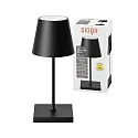 SIGOR LED Akku-Tischleuchte NUINDIE MINI USB-C, IP54, rund, 25cm, 2.2W 2200K/2700K (FlexMood), mit Touch-Dimmer + USB-C, nachtschwarz