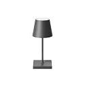 LED Akku-Tischleuchte NUINDIE MINI USB-C, IP54, rund, 25cm, 2.2W 2200K/2700K (FlexMood), mit Touch-Dimmer + USB-C, graphitgrau