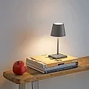 SIGOR LED Akku-Tischleuchte NUINDIE MINI USB-C, IP54, rund, 25cm, 2.2W 2200K/2700K (FlexMood), mit Touch-Dimmer + USB-C, graphitgrau