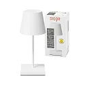 SIGOR LED Akku-Tischleuchte NUINDIE MINI USB-C, IP54, rund, 25cm, 2.2W 2200K/2700K (FlexMood), mit Touch-Dimmer + USB-C, schneeweiß