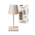 SIGOR LED Akku-Tischleuchte NUINDIE MINI USB-C, IP54, rund, 25cm, 2.2W 2200K/2700K (FlexMood), mit Touch-Dimmer + USB-C, dünenbeige