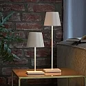 SIGOR LED Akku-Tischleuchte NUINDIE MINI USB-C, IP54, rund, 25cm, 2.2W 2200K/2700K (FlexMood), mit Touch-Dimmer + USB-C, dünenbeige