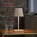 SIGOR LED Akku-Tischleuchte NUINDIE MINI USB-C, IP54, rund, 25cm, 2.2W 2200K/2700K (FlexMood), mit Touch-Dimmer + USB-C, dünenbeige