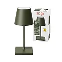 SIGOR LED Akku-Tischleuchte NUINDIE MINI USB-C, IP54, rund, 25cm, 2.2W 2200K/2700K (FlexMood), mit Touch-Dimmer + USB-C, tannengrün