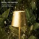 SIGOR LED Akku-Tischleuchte NUINDIE MINI USB-C, IP54, rund, 25cm, 2.2W 2200K/2700K (FlexMood), mit Touch-Dimmer + USB-C, gold-eloxiert