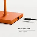 SIGOR LED-Akku-Tischleuchte NUINDIE USB-C, IP54, rund, 38cm, 2.2W 2200K/2700K (FlexMood), mit Touch-Dimmer + USB-C, glutorange