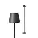 SIGOR LED-Akku-Stehleuchte NUINDIE USB-C, IP54, 120cm, 2.2W 2200K/2700K (FlexMood), mit Touch-Dimmer + USB-C, graphitgrau