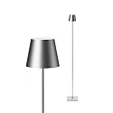 SIGOR LED-Akku-Stehleuchte NUINDIE USB-C, IP54, 120cm, 2.2W 2200K/2700K (FlexMood), mit Touch-Dimmer + USB-C, silberfarben