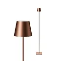 SIGOR LED-Akku-Stehleuchte NUINDIE USB-C, IP54, 120cm, 2.2W 2200K/2700K (FlexMood), mit Touch-Dimmer + USB-C, bronzefarben