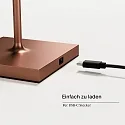 SIGOR LED-Akku-Stehleuchte NUINDIE USB-C, IP54, 120cm, 2.2W 2200K/2700K (FlexMood), mit Touch-Dimmer + USB-C, bronzefarben
