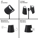 SIGOR LED Akku-Tischleuchte NUINDIE TANGO, IP20, 2.2W (Flex-Mood), 2200K/2700K, 168/197lm, rund, dimmbar, graphitgrau