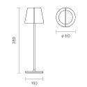 SIGOR LED Akku-Tischleuchte NUINDIE TANGO, IP20, 2.2W (Flex-Mood), 2200K/2700K, 168/197lm, rund, dimmbar, graphitgrau